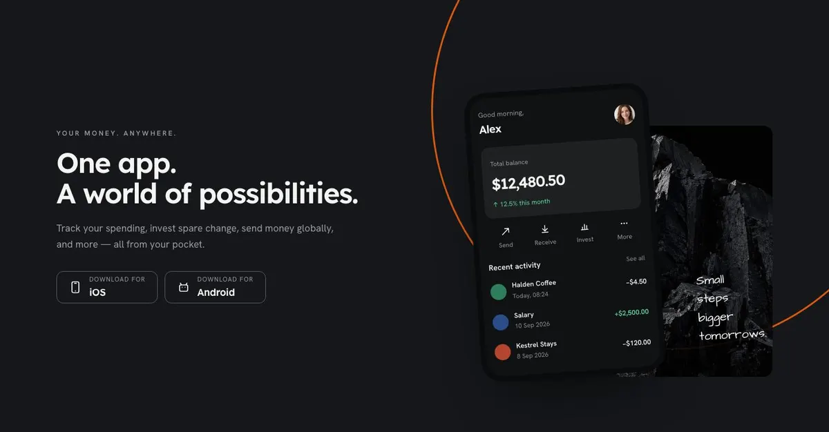 Project Finance Dashboard template — App section