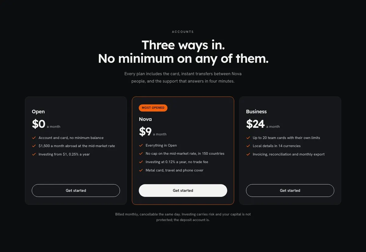 Project Finance Dashboard template — Accounts section