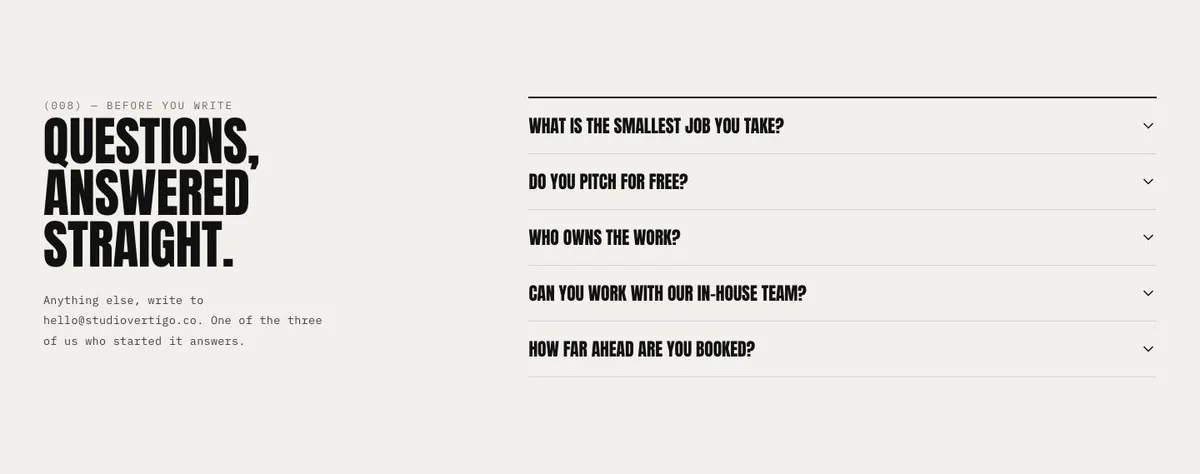 Product Design Studio template — Questions section