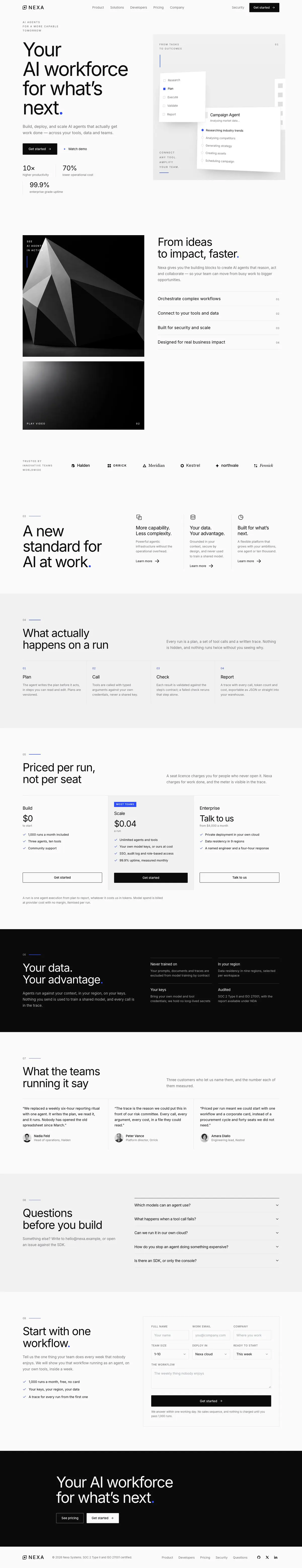 AI Inbound Agent template, the whole page on desktop