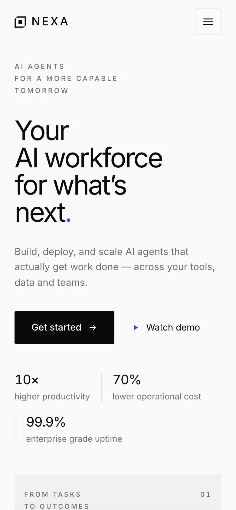 AI Inbound Agent landing page template on a phone
