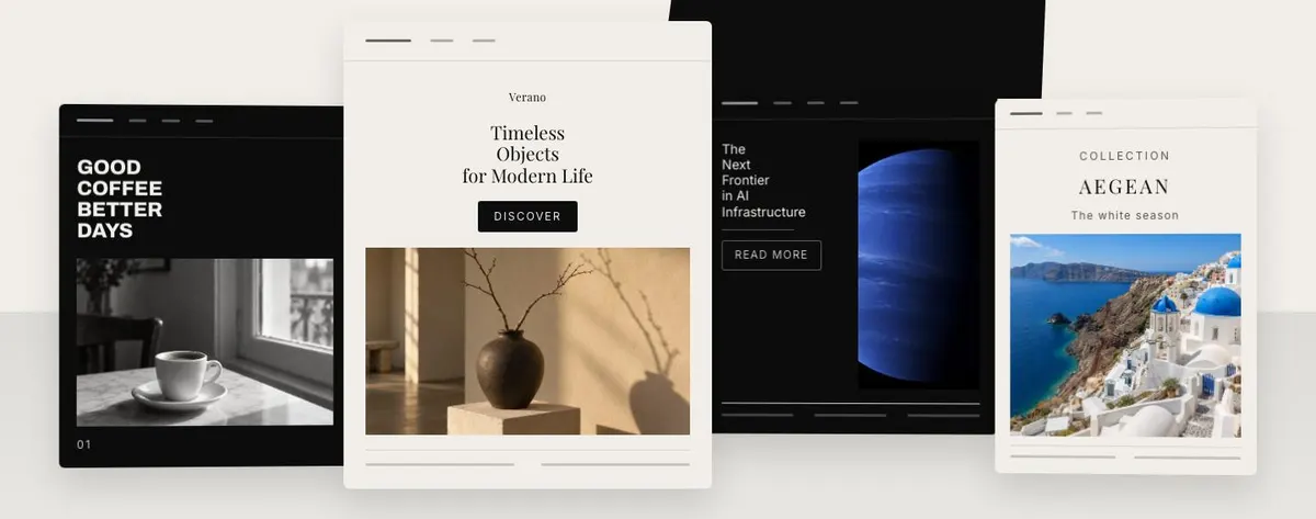 Website Builder Studio template — Showcase section