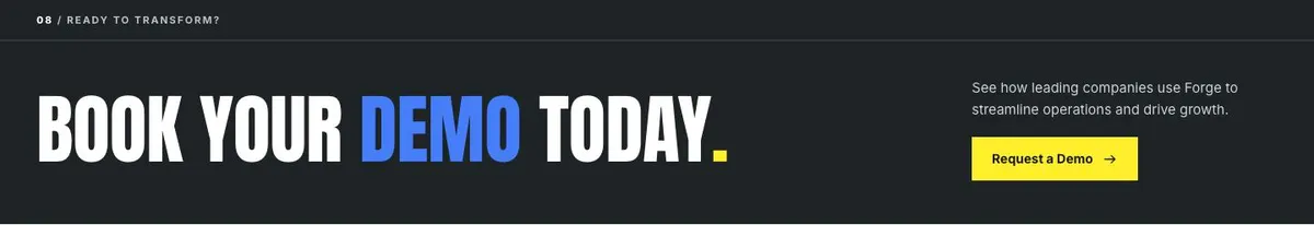 Trade Operations Suite template — Call to action section