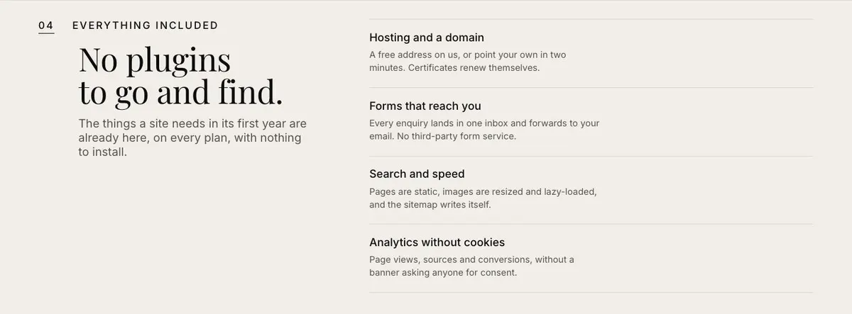 Website Builder Studio template — Included section