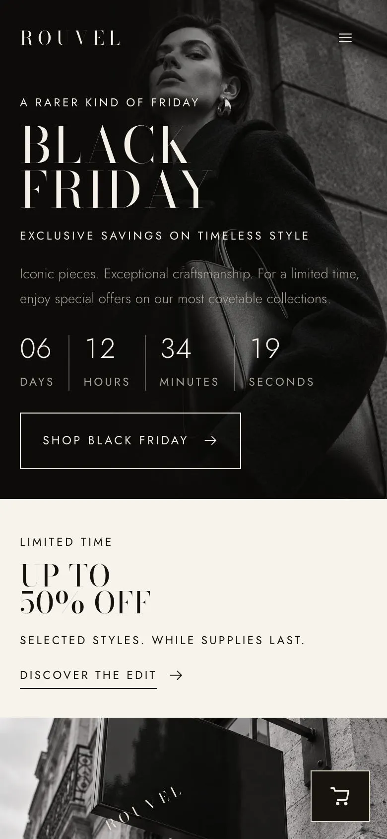 Black Friday Drop Board landing page template on a phone
