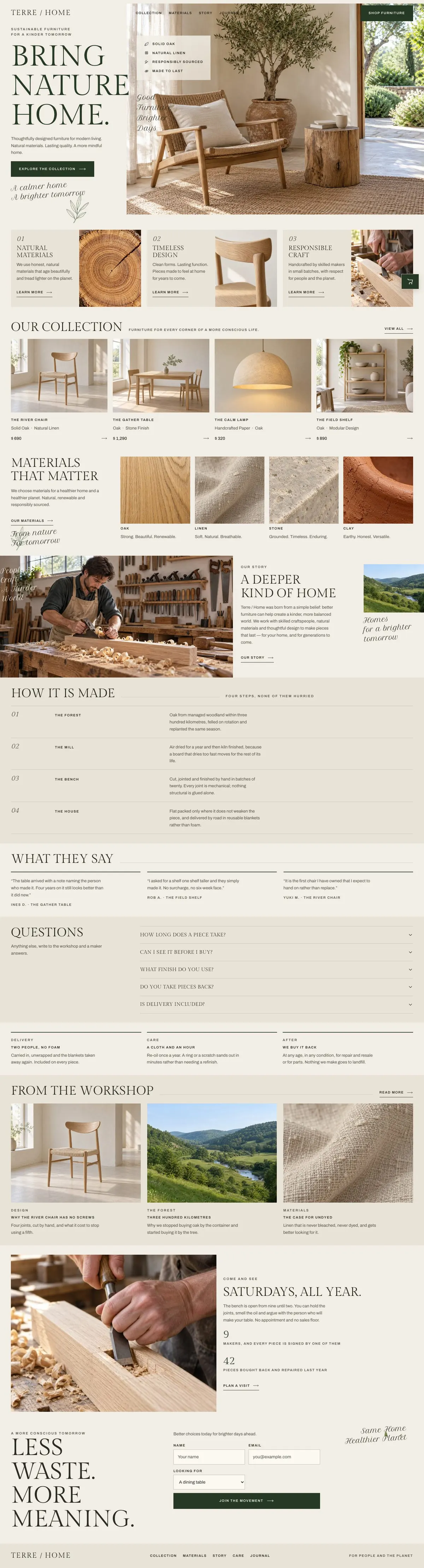 Floor Model Clearance template, the whole page on desktop