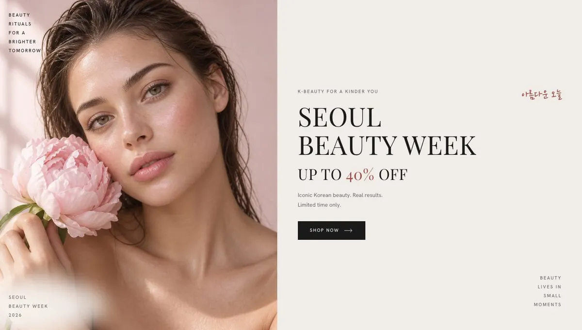 Skincare Summer Sale template — Hero section