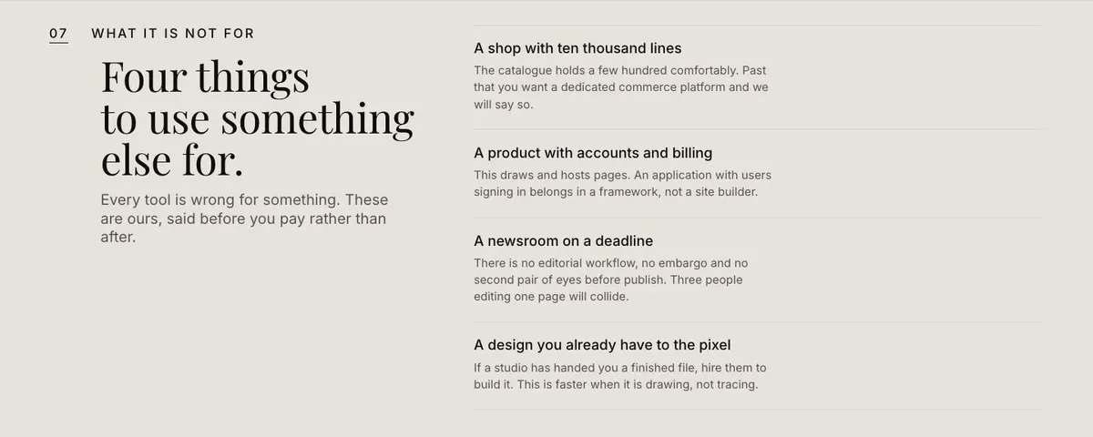 Website Builder Studio template — Notfor section