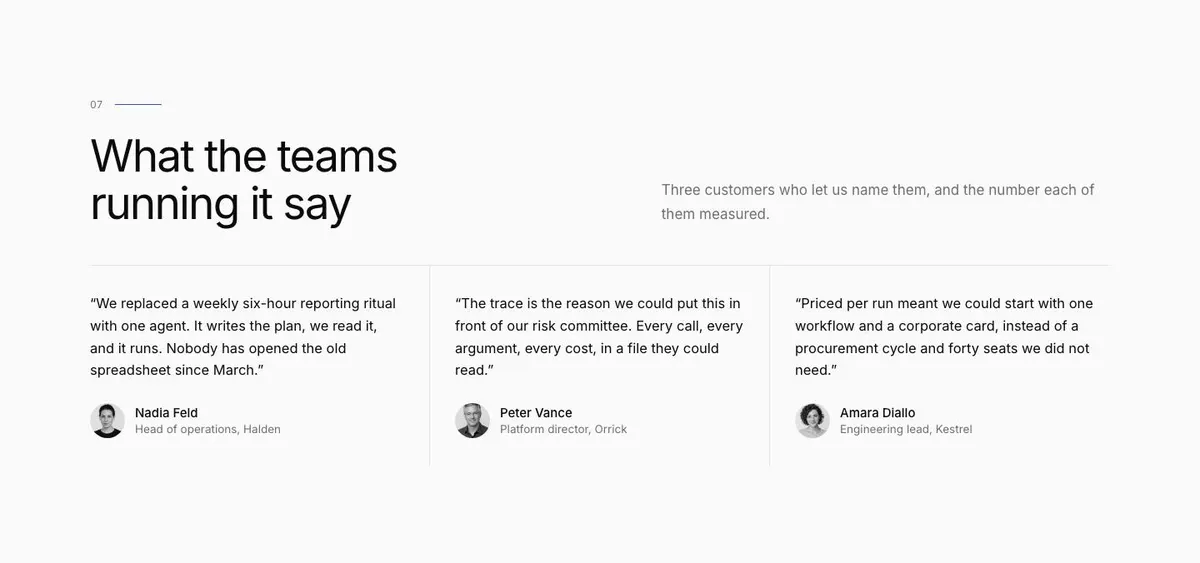 AI Inbound Agent template — Quote section