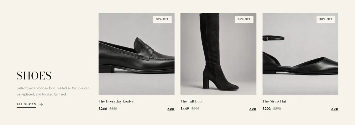 Black Friday Drop Board template — Shoes section