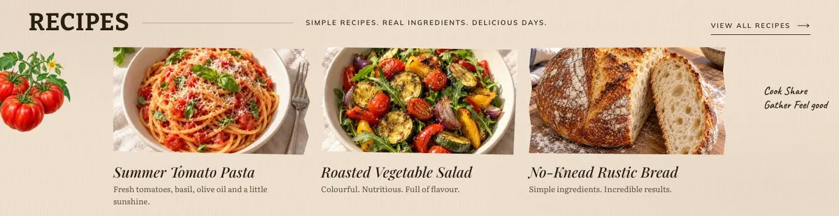 Grocer Weekend Offers template — Recipes section