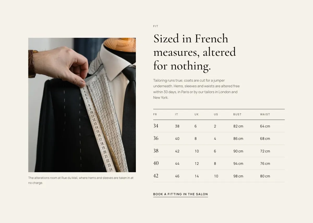 Private Salon Sale template — Fit section