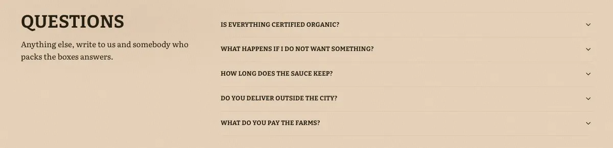 Grocer Weekend Offers template — Questions section