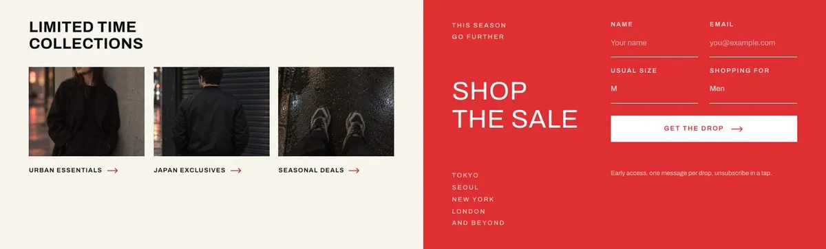 Holiday Gift Sale template — Collections section