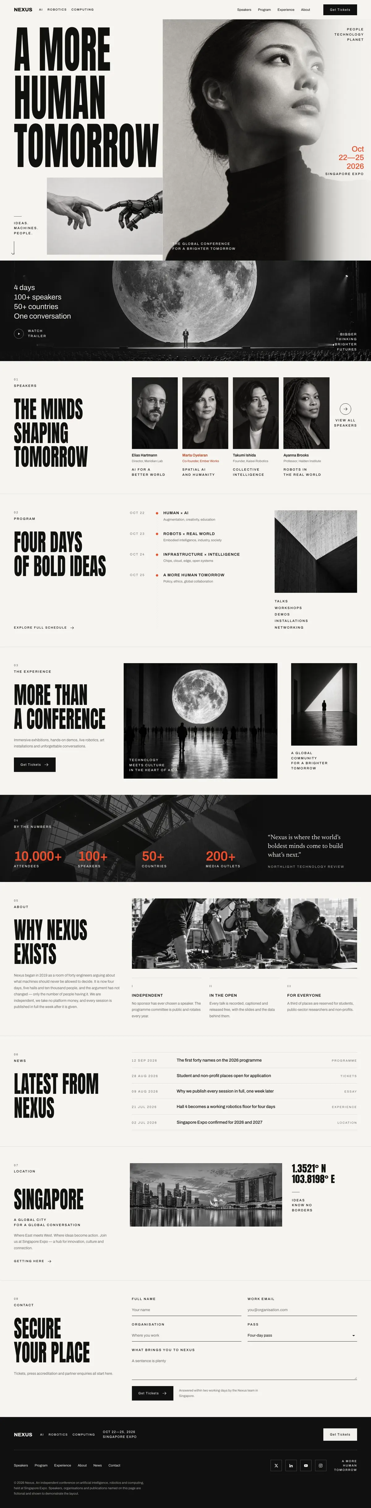 Tech Conference template, the whole page on desktop