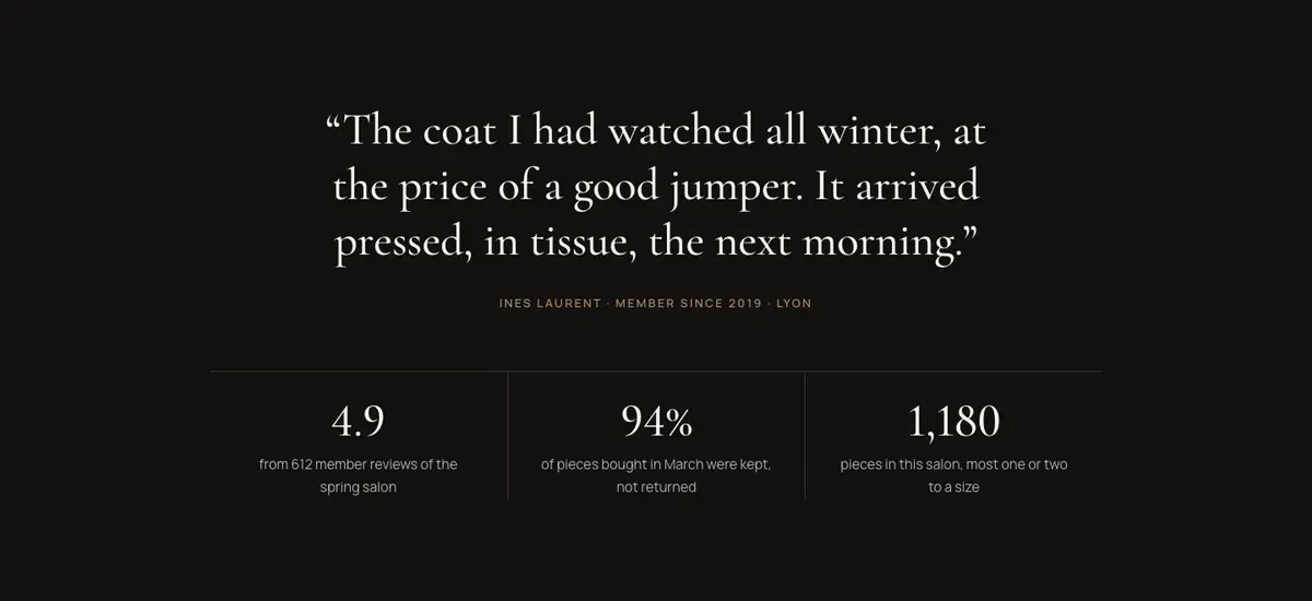 Private Salon Sale template — Quote section