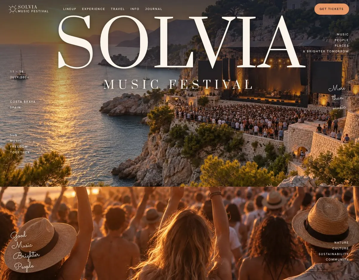 Music Festival template — Hero section