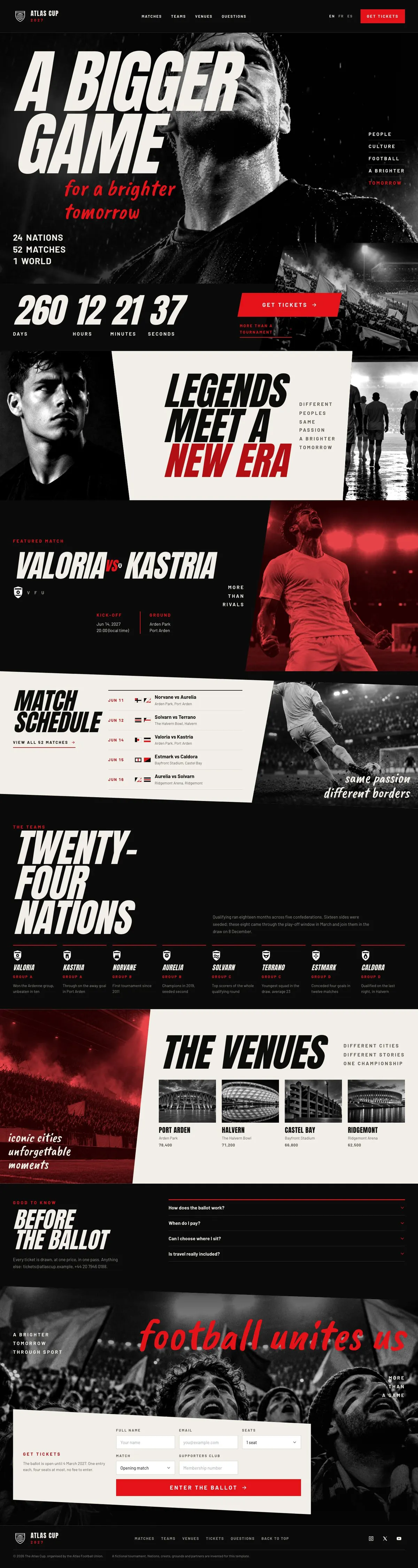 City Marathon Race Day template, the whole page on desktop