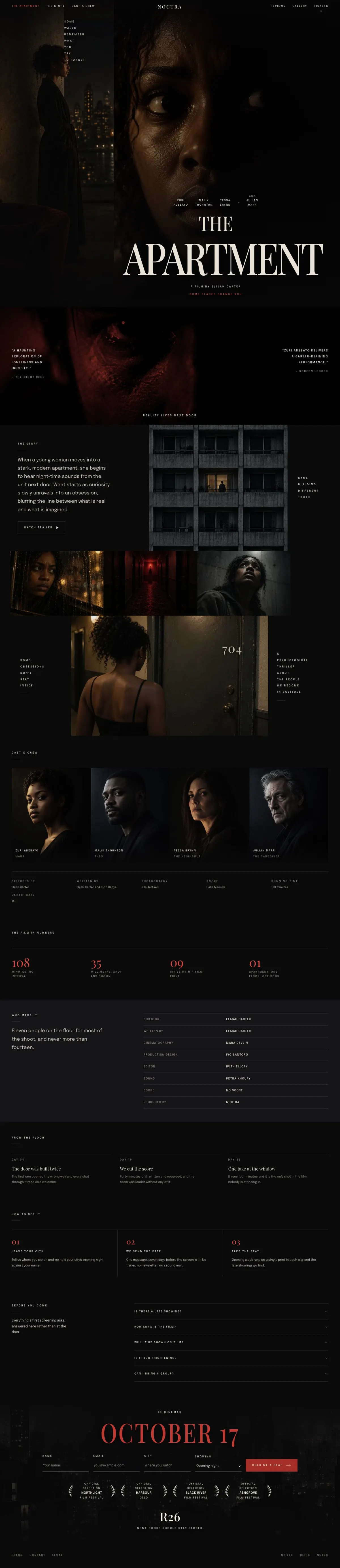 Theatre Show template, the whole page on desktop