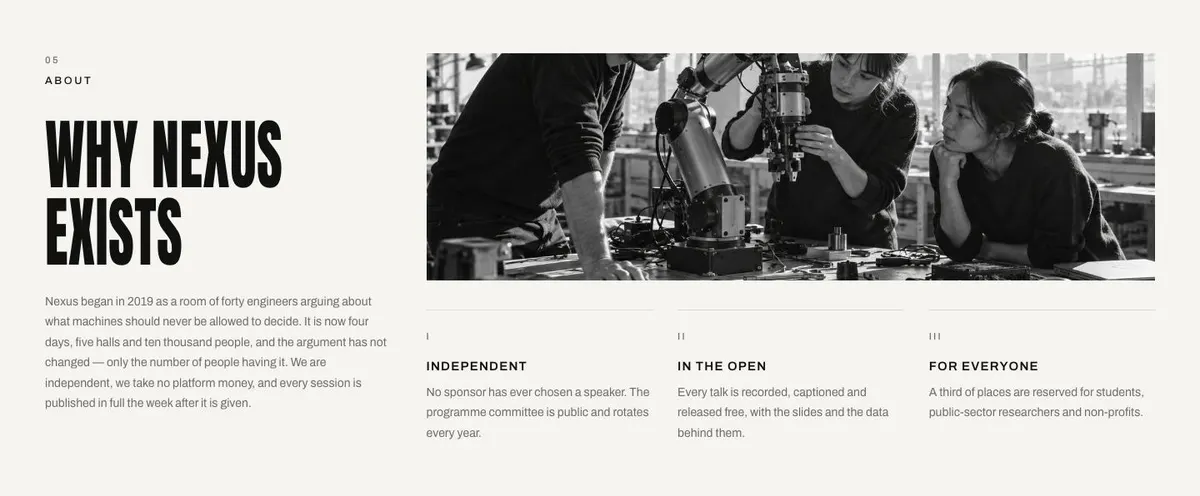 Tech Conference template — About section