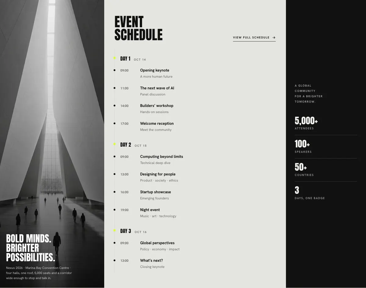 Trade Expo Floor Plan template — Schedule section
