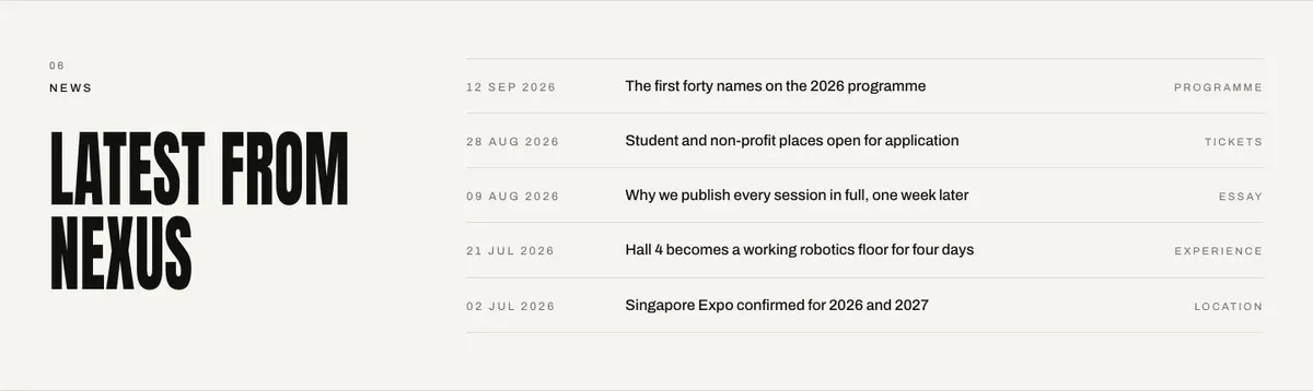 Tech Conference template — News section