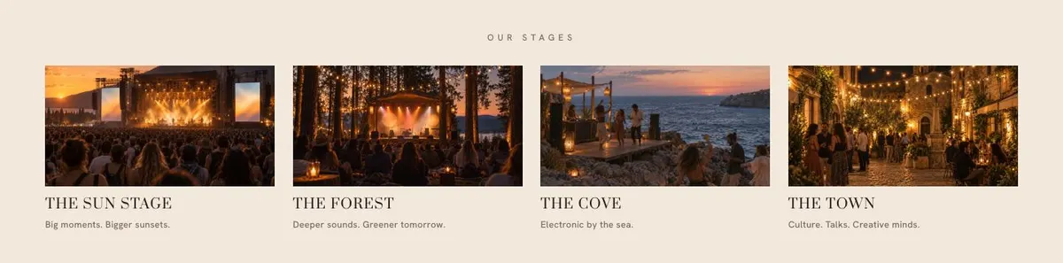Music Festival template — Stages section