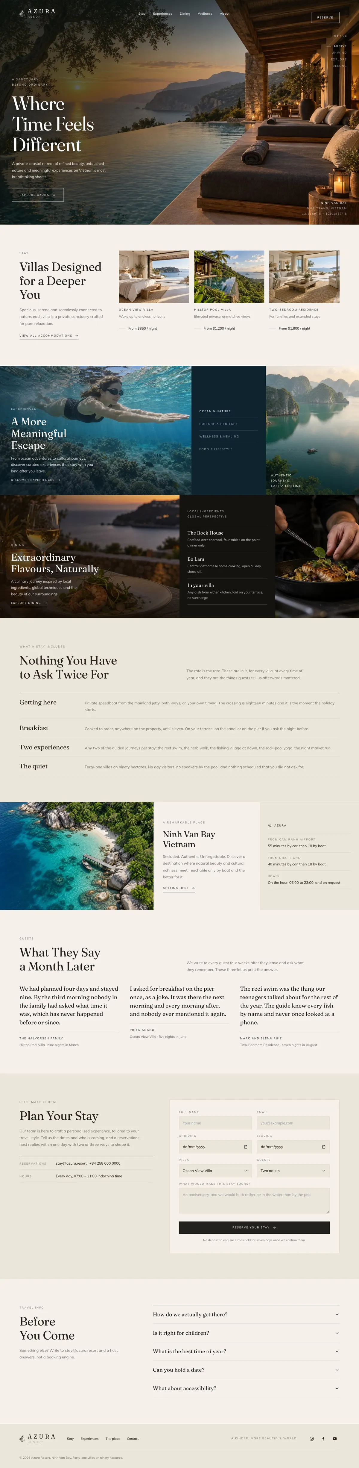 Hotel Booking Platform template, the whole page on desktop