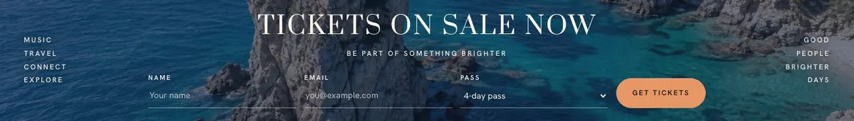 Music Festival template — Tickets section