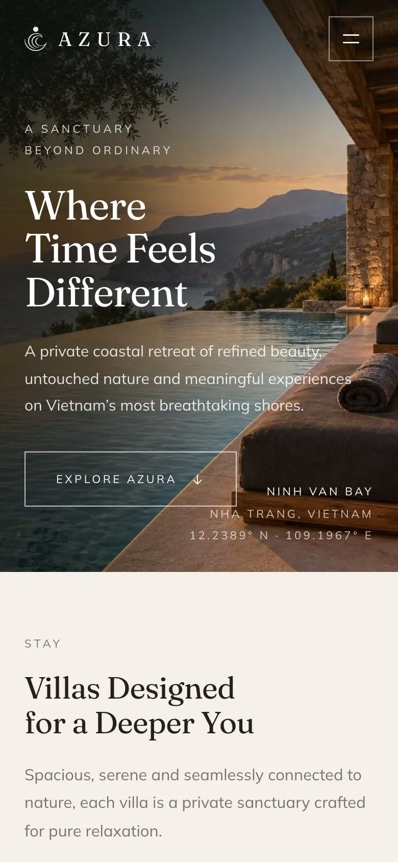 Hotel Booking Platform landing page template on a phone
