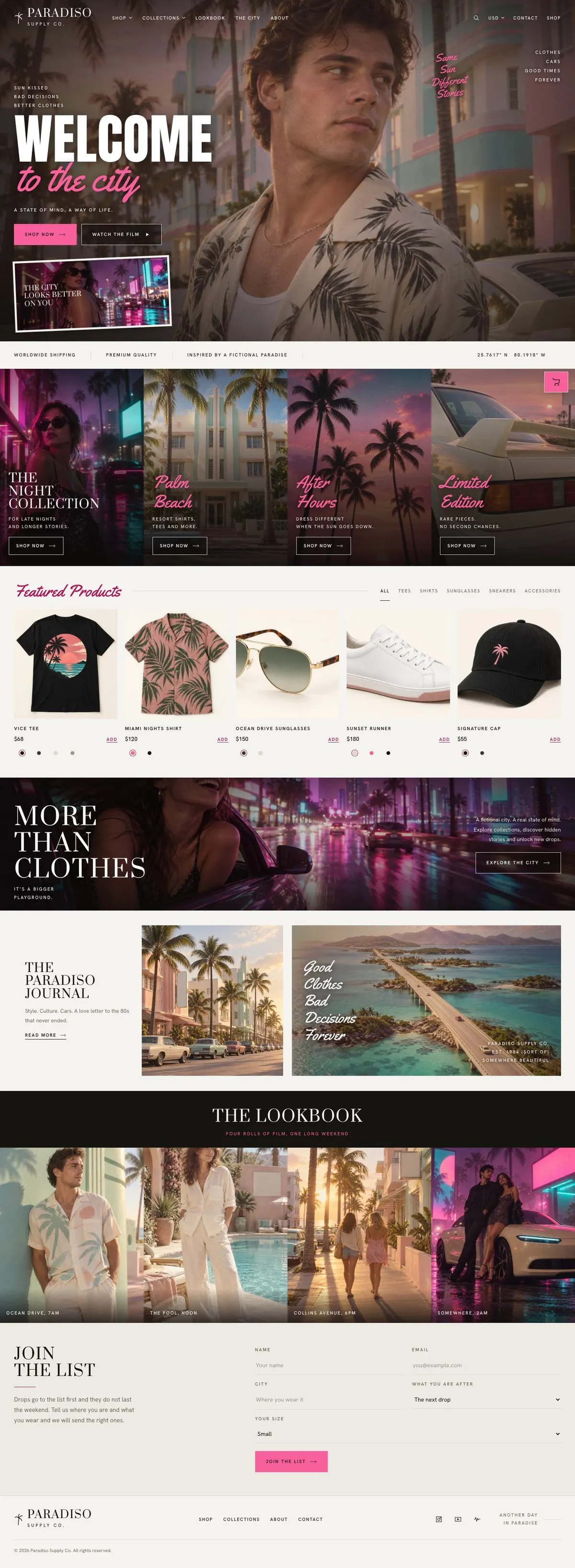 Boutique Resort Direct template, the whole page on desktop