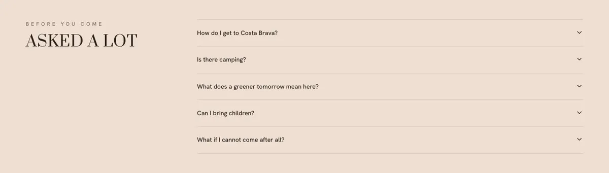 Music Festival template — Questions section
