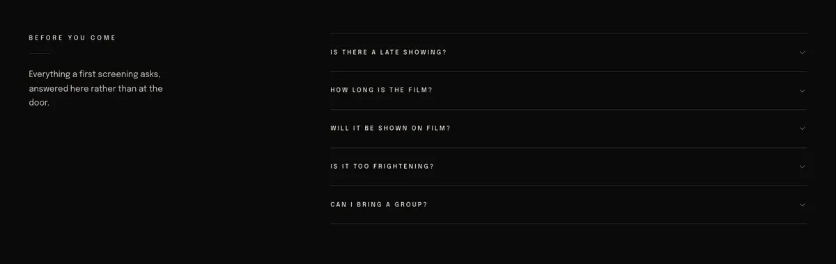 Theatre Show template — Questions section