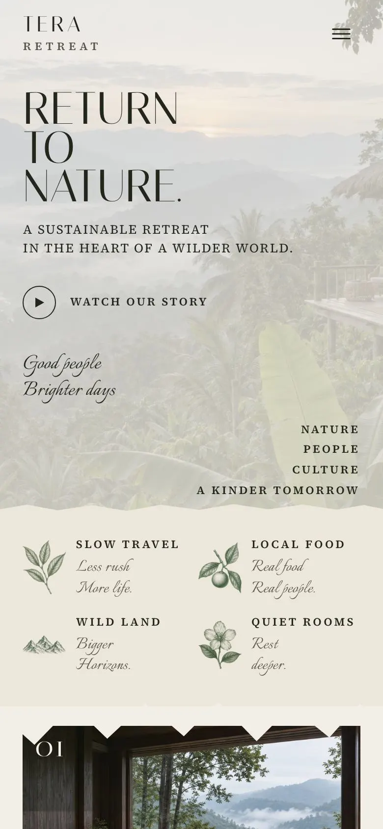 Wellness Retreat landing page template on a phone
