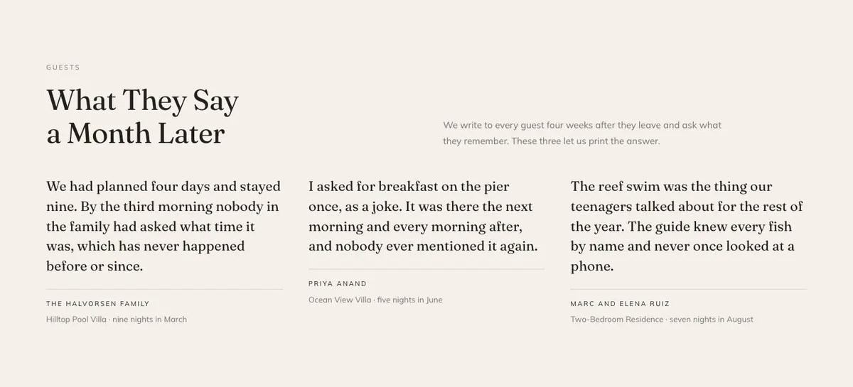 Hotel Booking Platform template — Reviews section