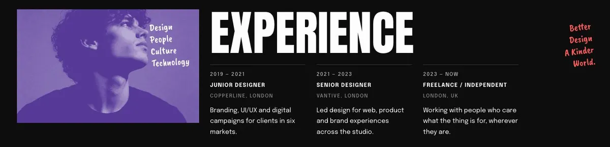Online Courses Daylight template — Experience section