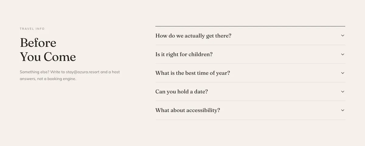 Hotel Booking Platform template — Questions section