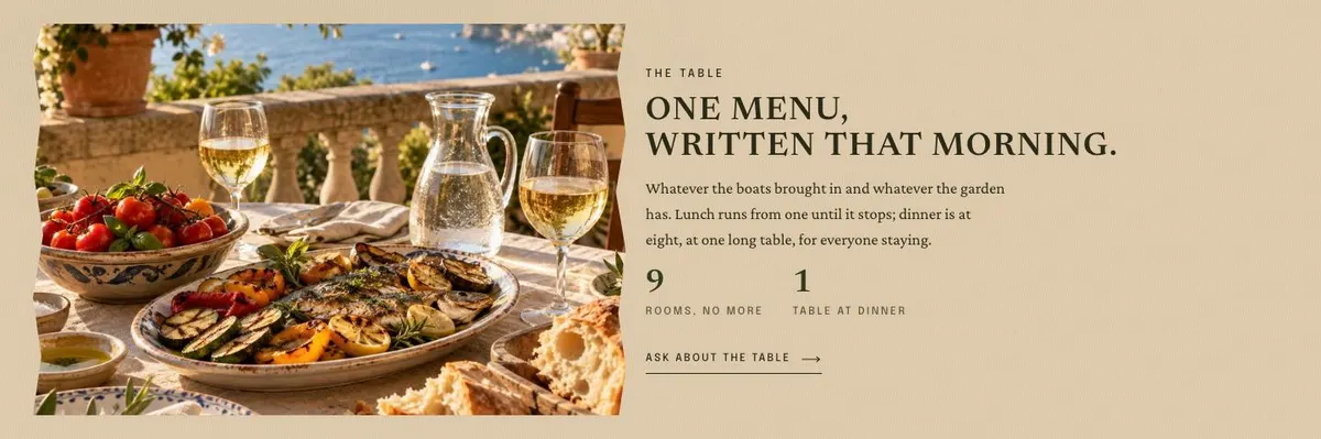 Adventure Trip template — Table section
