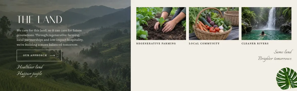 Wellness Retreat template — Land section