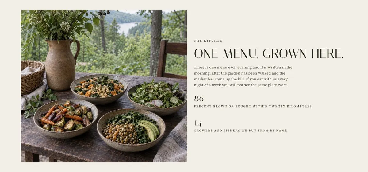 Wellness Retreat template — Food section