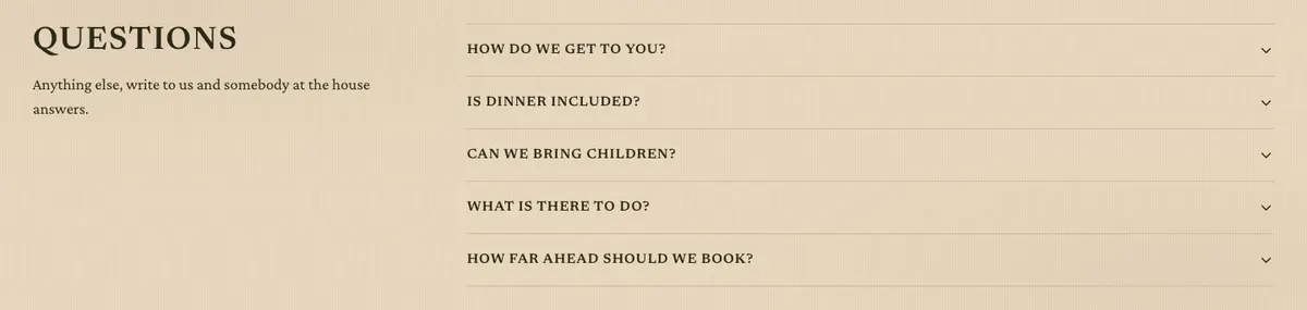 Adventure Trip template — Questions section