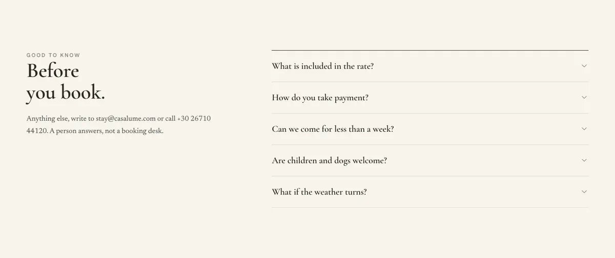 Cabin Rentals Direct template — Questions section
