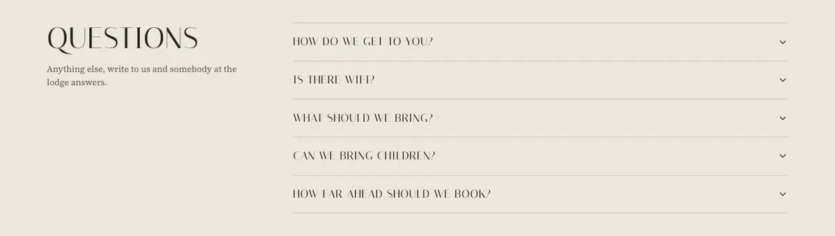 Wellness Retreat template — Questions section